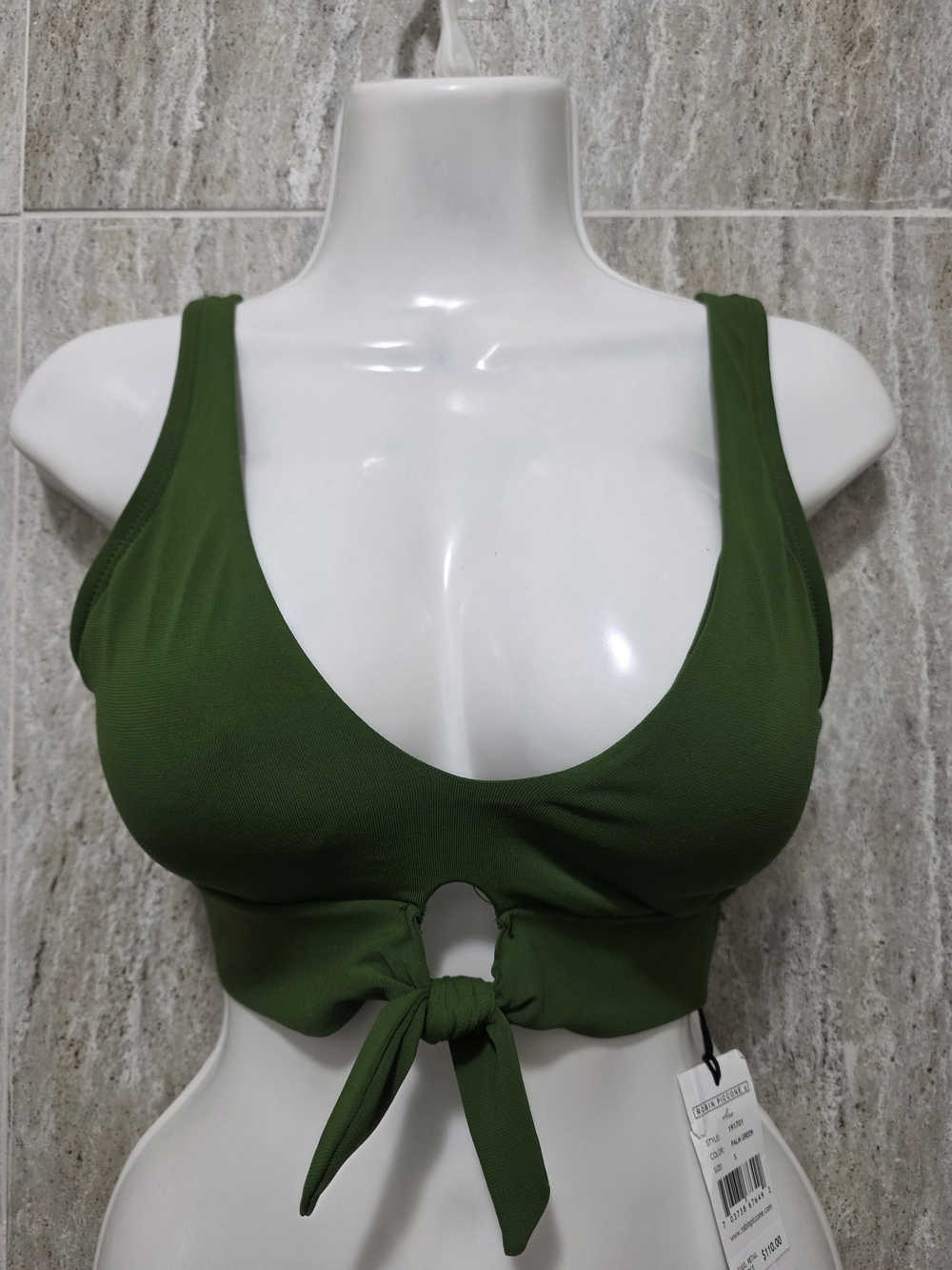 Robin Piccone Kelly Green Swim Bralette with Tie Detail